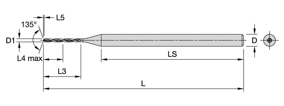 Solid Carbide Deep Hole Drill for Small Diameters in Multiple Materials