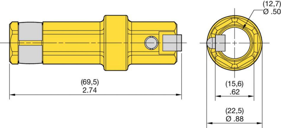 5414RD adapts from a 7/8 Steel to a 5/8 Hex Bit • Used in both standard hex and Defender™ round drill steel systems