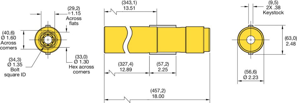 1 1/8 and 7/8 RDS-Hex Chuck + 12"