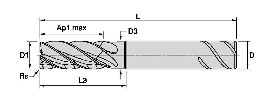 HARVI™ II TE • Radiused • 5 Flutes • Necked • Safe-Lock™ Shank • Metric