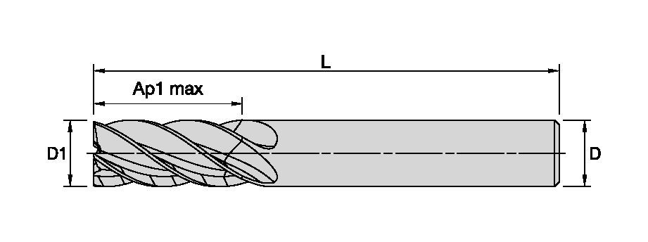 HARVI™ II TE • Square End • 5 Flutes • Plain Shank • Inch