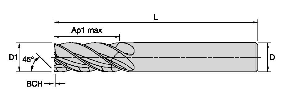 HARVI™ II TE • Chamfered • 5 Flutes • Plain Shank • Metric