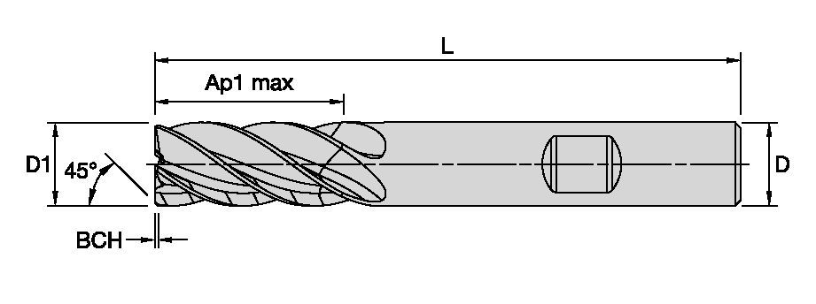 HARVI™ II TE • Chamfered • 5 Flutes • Weldon Shank • Metric