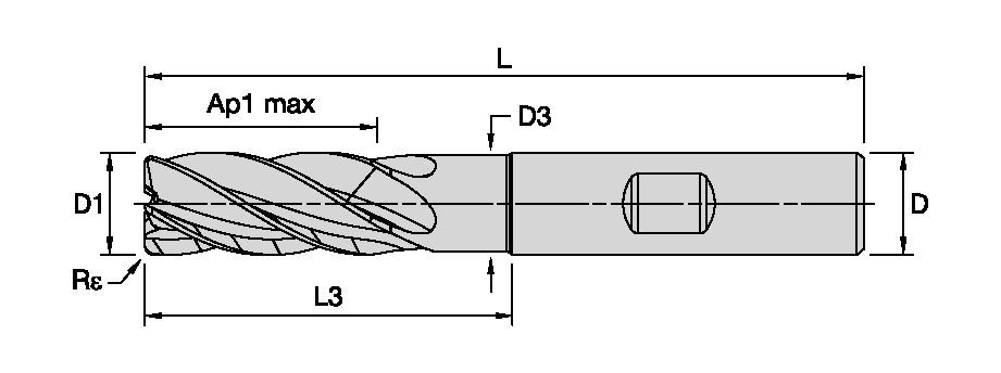 HARVI™ II TE • Radiused • 5 Flutes • Necked • Weldon Shank • Metric