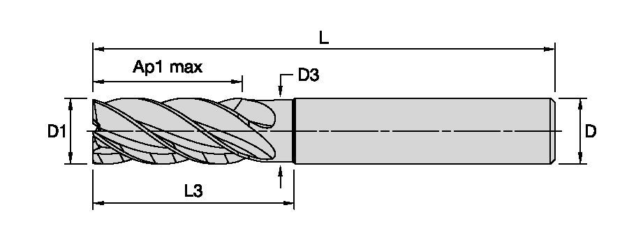 HARVI™ II TE • Square End • 5 Flutes • Necked • Plain Shank • Metric