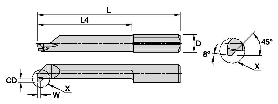 TopSwiss MBS™ Insert • Micro Internal Grooving • PG style • Pre Groove (Cut-Off)