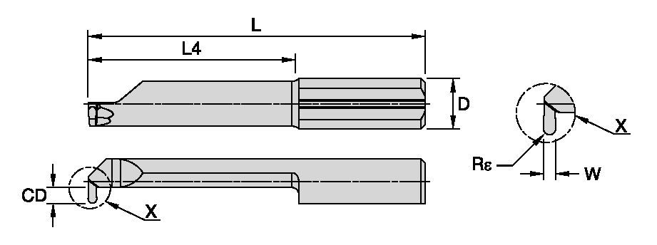 TopSwiss MBS™ Insert • Micro Internal Grooving • GF style • Full Nose Radius