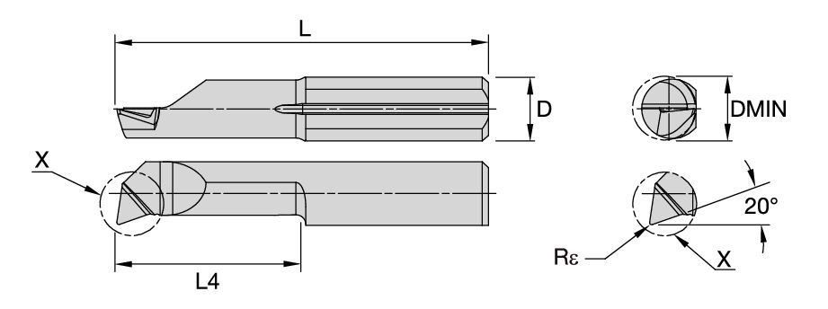 TopSwiss MBS™ Insert • Micro Boring & Profiling • Geometry GA • 8° Lead & 20° Relief