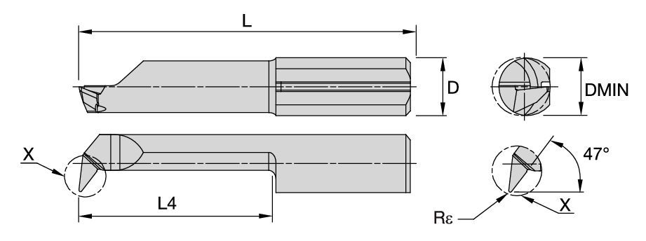 TopSwiss MBS™ Insert • Micro Boring & Profiling • Geometry GC • 8° Lead & 47° Relief
