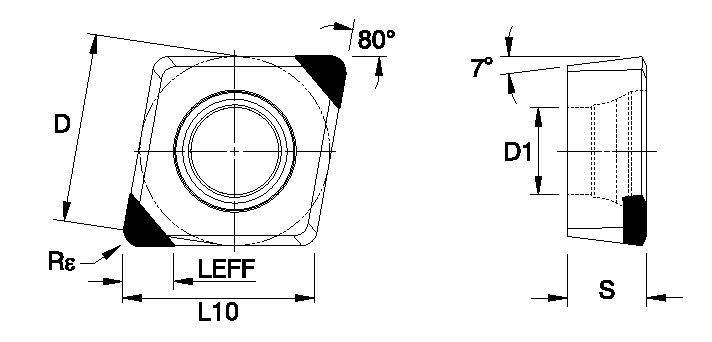 Screw-On • Positive Inserts • CCGT • Chipbreaker • Single-Sided Mini Tip 7316277 - Kennametal