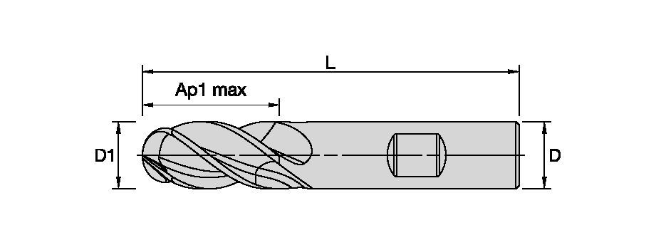 GOmill™ PRO • Ball Nose • 4 Flutes • Weldon Shank • Inch