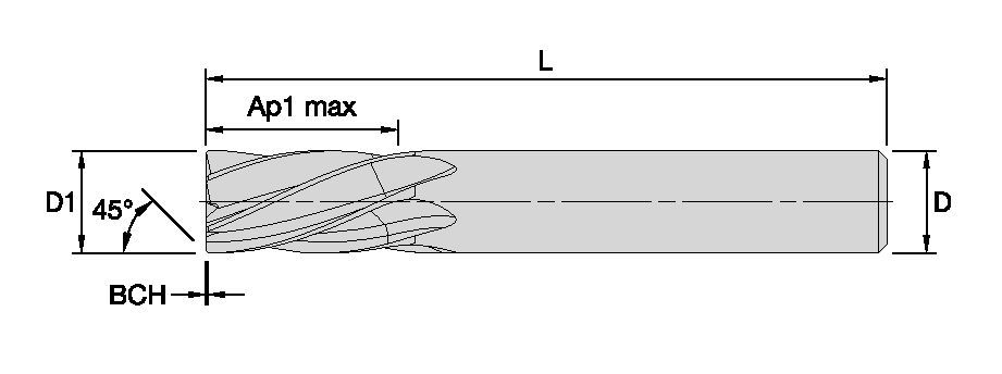 ROCO Down Cut • Chamfered • 6 Flutes • Plain Shank • Metric