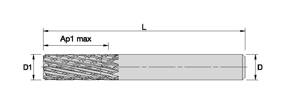 ROCO™ Burr • Square End • Multi Flute • Plain Shank • Inch