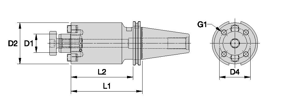 CV50 Shell Mill adapters • Flange Lock Screw • Coolant Form AD • Metric