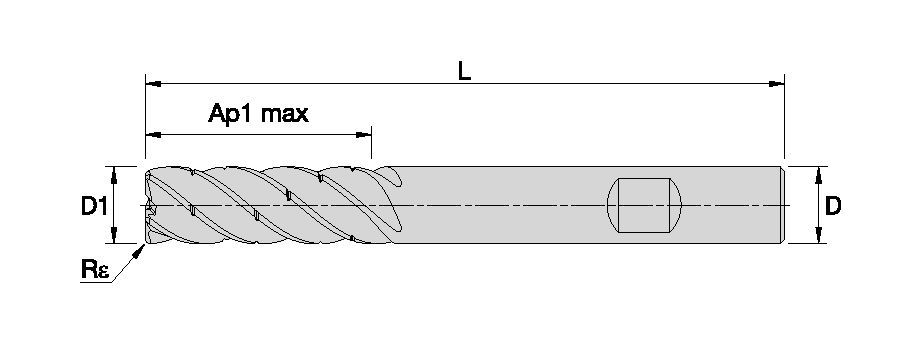 KOR5™ <sup>DS</sup> - Radiused - 5 Flutes - 3 x D - Weldon® Shank - Metric 6763992 - Kennametal