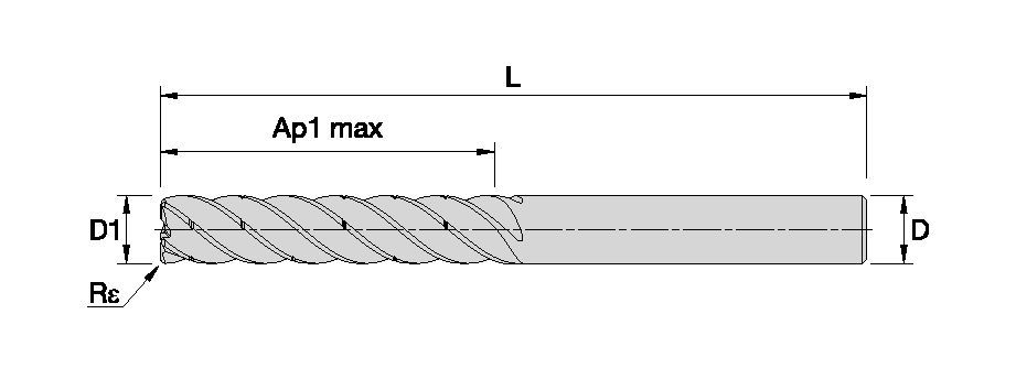 KOR5™ <sup>DS</sup> - Radiused - 5 Flutes - 5 x D - Plain Shank - Metric 6768038 - Kennametal