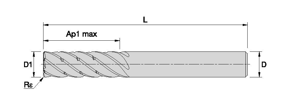 KOR6™ <sup>DT</sup> • Radiused • 6 Flutes • 3 x D • Plain Shank • Metric