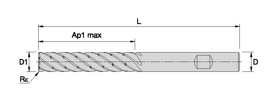 KOR6™ <sup>DT</sup> • Radiused • 6 Flutes • 5 x D • Weldon® Shank • Inch