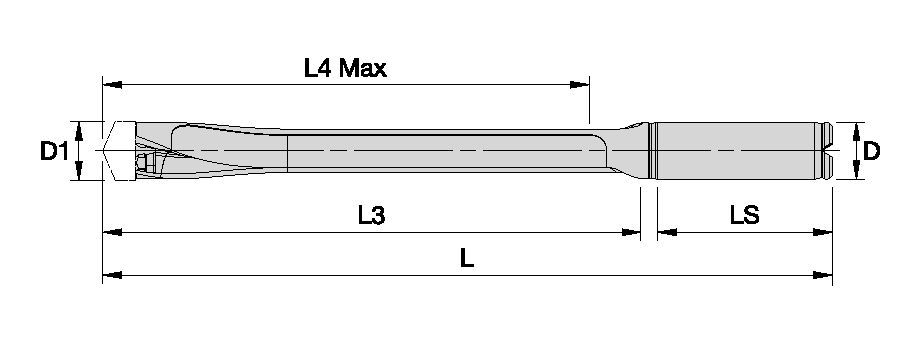 KenTIP™ FS • Drill Body • 8 x D • Straight Flute • Straight Round Shank • Metric 7303599 - Kennametal
