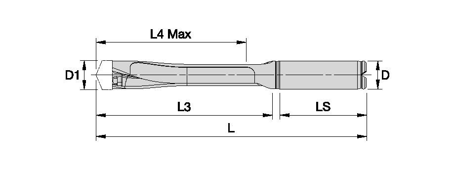 KenTIP™ FS • Drill Body • 5 x D • Straight Flute • Straight Round Shank • Metric 7303530 - Kennametal