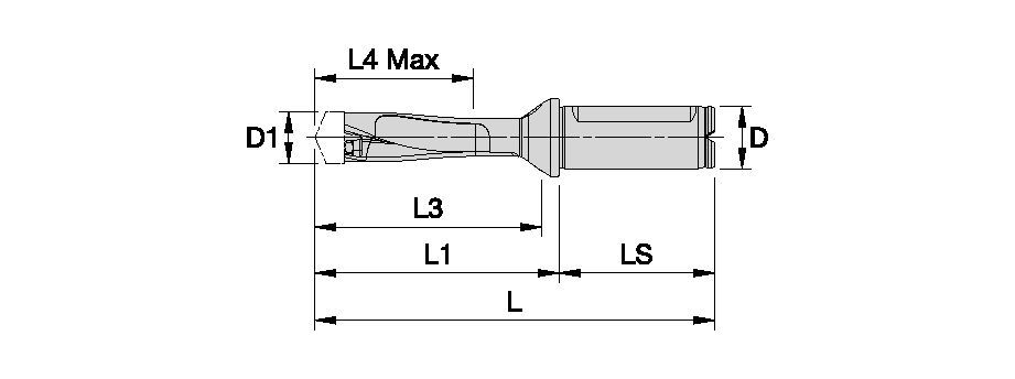 KenTIP™ FS • Drill Body • 3 x D • Straight Flute • Flanged Shank with Flat • Metric 7303508 - Kennametal