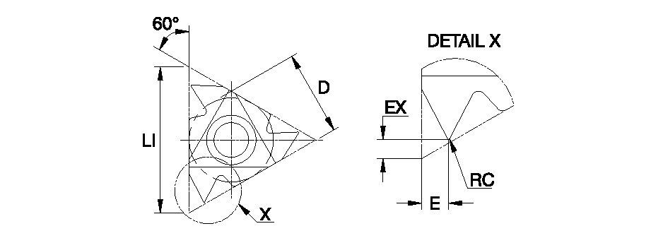 Laydown Internal Threading Insert • Partial Profile 60°