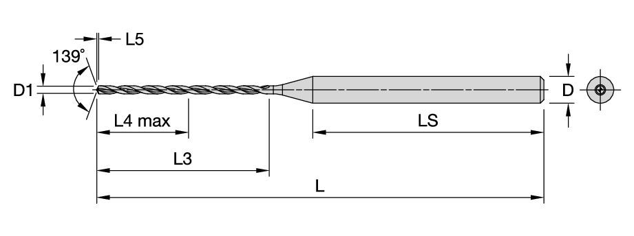KenDrill™ Micro - 12 x D - Internal Coolant - Straight Shank - Metric 7070704 - Kennametal