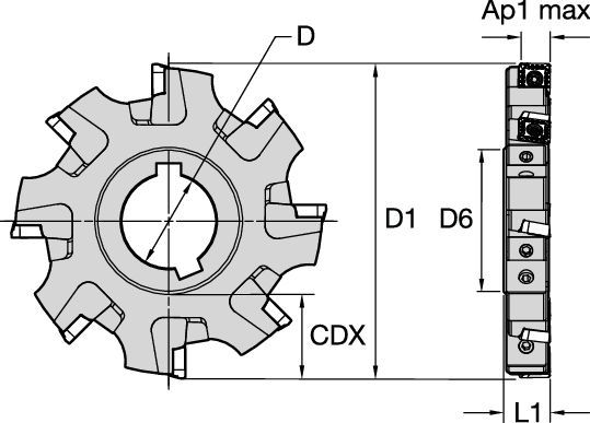 Slot milling cutter for side milling in multiple materials