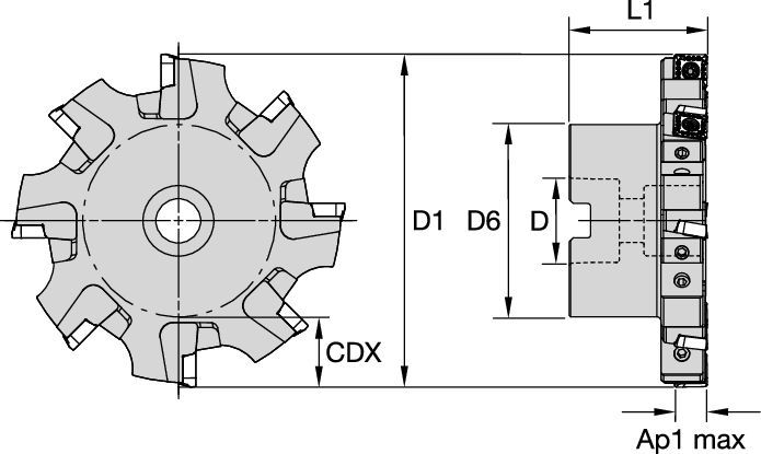 Tipo B, montagem de fresa tipo árvore • Insertos de 12mm IC