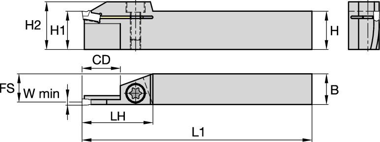 A3™ Klemmhalter für das Tief-Einstechdrehen • ﻿Axial-Einstechdrehen