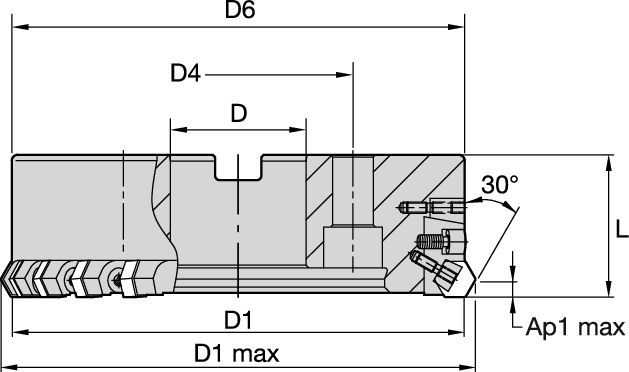 HexaCut 30° • Cast Iron • Shell Mills • Roughing • Right Hand • Inch