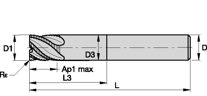 Solid Carbide End Mill for Roughing of Steels and Hard Materials