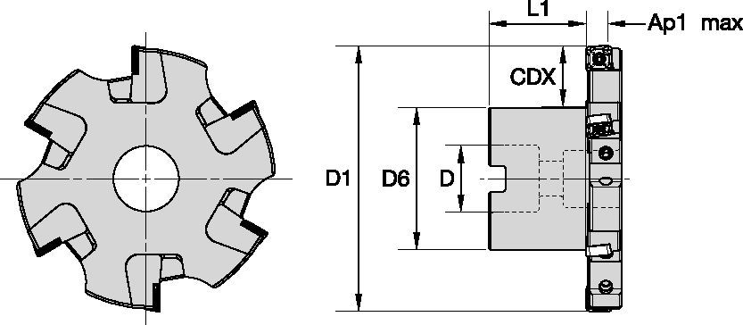 Tipo B, montagem de fresa tipo árvore • Insertos de 10mm IC