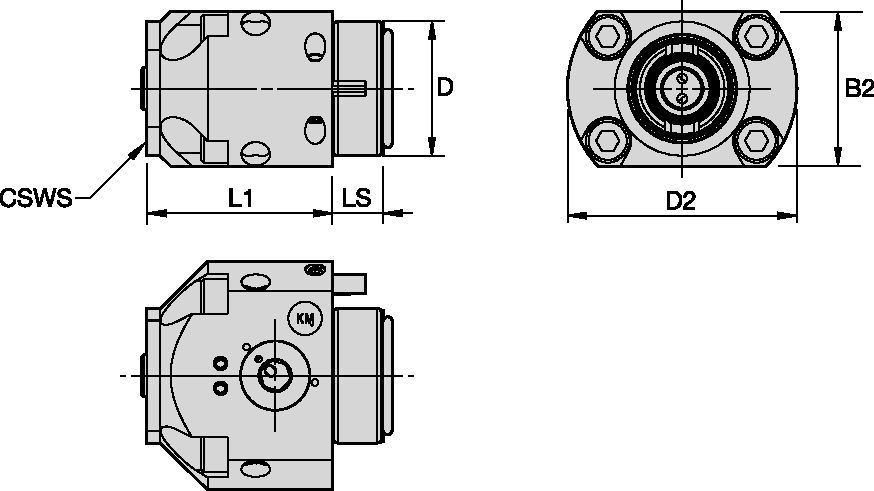 CL2NS-EF • Flange Mount, Side Access