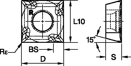 KSSM™ 12 • Carbide Insert • SDCT-LE • Left Handed • Light Machining of Aluminum