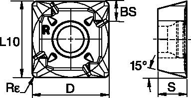 Slot milling insert with four cutting edges, precision ground