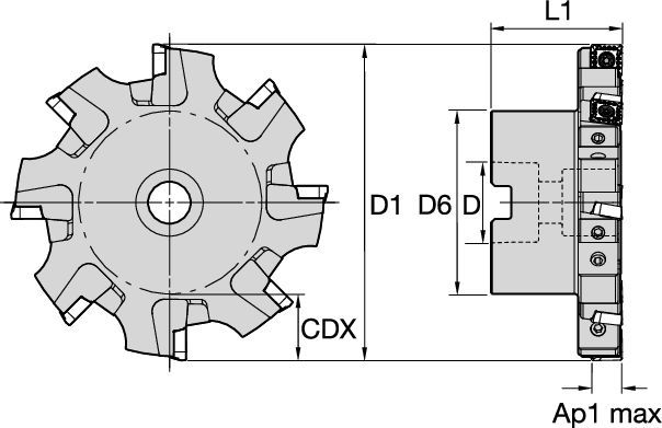 Tipo B, montagem de fresa tipo árvore • Insertos de 10mm IC