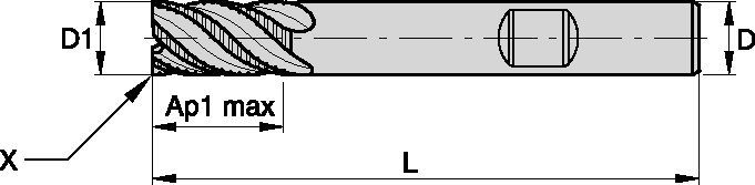 KenCut™ RR • F4BJ-F6BJ-DL • Chanfreinée • 4 Dents • Longue • Queue Weldon® • Métrique