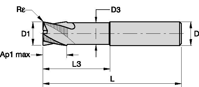 F3BA...DL • DIN 6527 • Profil d'ébauche • Queue cylindrique rallongée • Longue