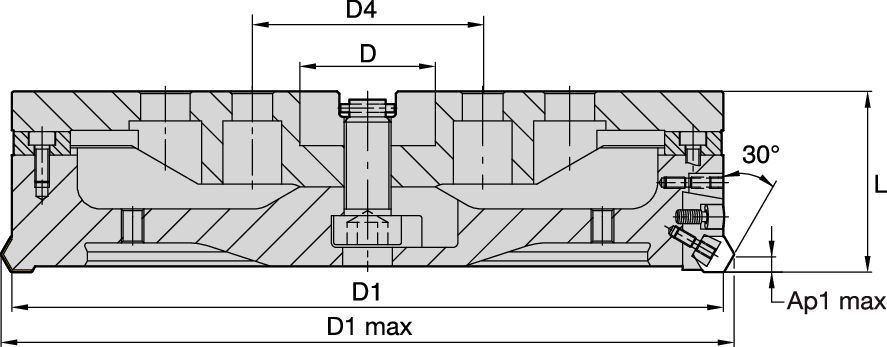 HexaCut 30° • Cast Iron • Shell Mills • Roughing/Finishing • Left Hand • Inch