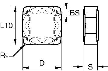 Milling insert with corner radii • Honed T-Land