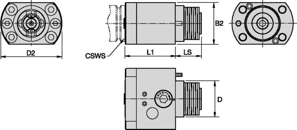 KM-CLNS-EF • Flange Mount, Side Access