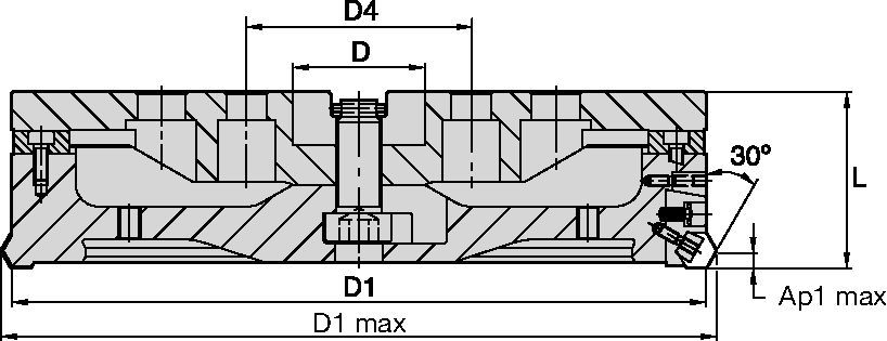 HexaCut 30° • Cast Iron • Shell Mills • Roughing • Left Hand • Inch
