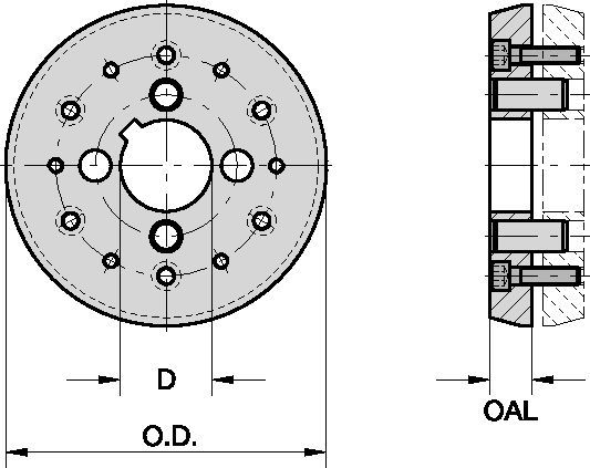 Two support rings per cutter required.