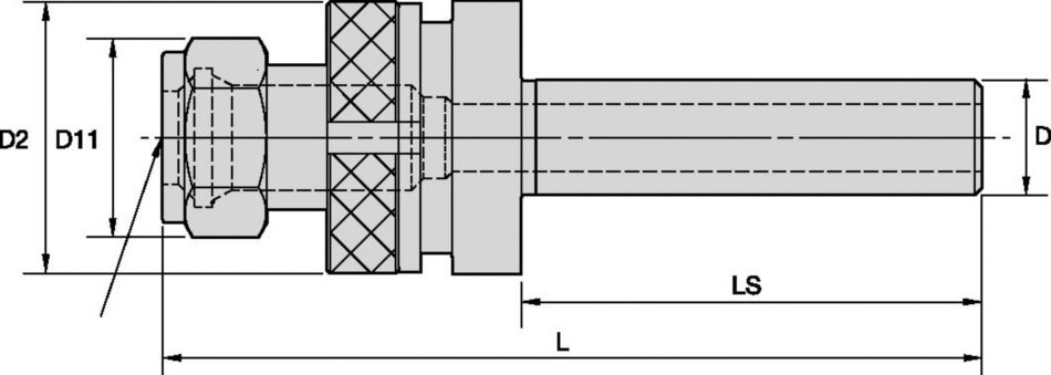 Straight Shank Tools DA 08 FF Series Double-Angle Collet Chucks, Fully Floating Holders