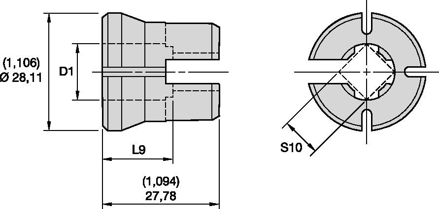 Двухугловые серии DA-J — для цельного метчика — цанговые патроны