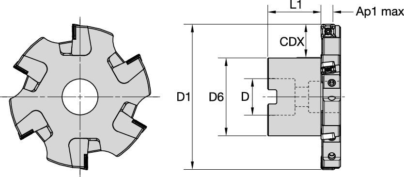 Tipo B, montagem de fresa tipo árvore • Insertos de 12mm IC