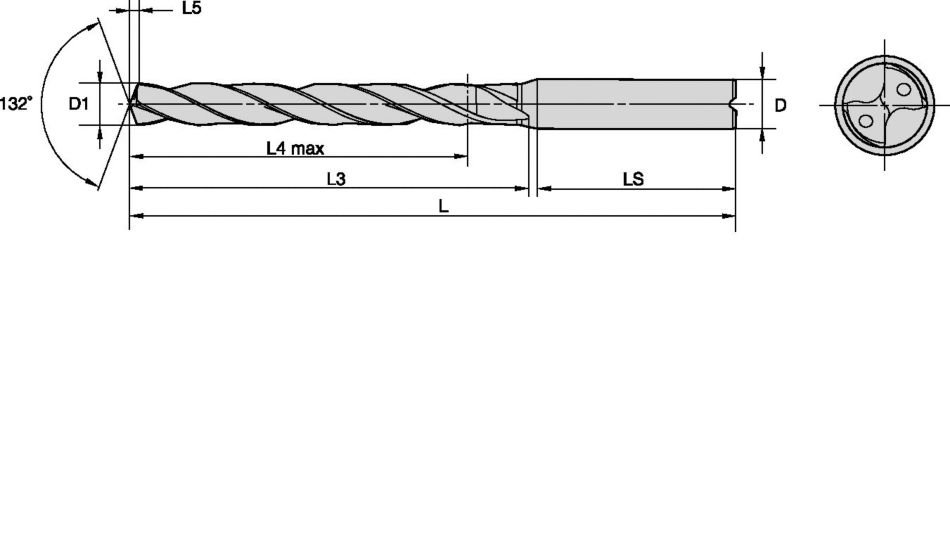 SE 4-Fasen-Bohrer • Stahl • Innere Kühlmittelzuführung