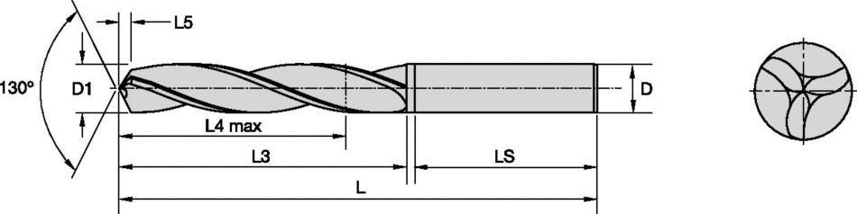 TOP DRILL T de tres canales • Materiales no ferrosos