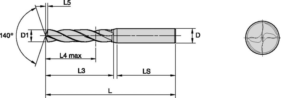Kenna Universal™ Drill • 5 x D • Straight Shank • Metric